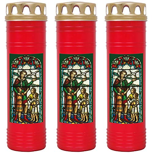 HScandle Grabkerze - 3er Pack - (Rot) Grablicht ca. 7 Tage Brenndauer je Kerze - Motiv: Fenster Grün von HScandle
