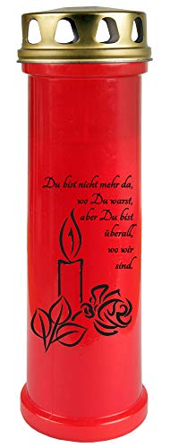 HScandle Grablicht (Rot) Grabkerze ca. 100h Brenndauer / 4-Tage Brenner - Motiv: Kerze, in vielen Varianten von HScandle