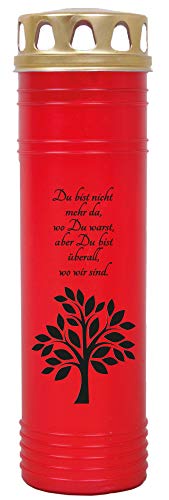 HScandle Grablicht (Rot) Grabkerze ca. 170h Brenndauer / 7-Tage Brenner - Motiv: Baum, in vielen Varianten von HScandle