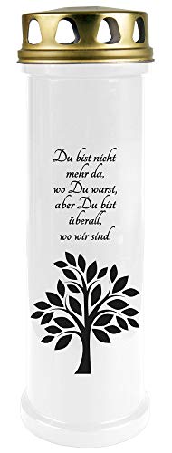HScandle Grablicht (Weiß) Grabkerze ca. 170h Brenndauer / 7-Tage Brenner - Motiv: Baum, in vielen Varianten von HScandle