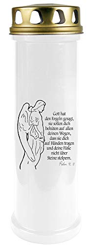 HScandle Grablicht (Weiß) Grabkerze ca. 170h Brenndauer / 7-Tage Brenner - Motiv: Engel, in vielen Varianten von HScandle