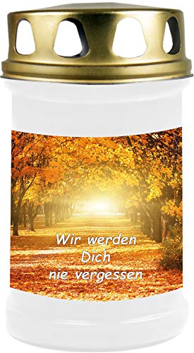 HScandle Grablicht (Weiß) Grabkerze ca. 48h Brenndauer - Motiv: Allee, in vielen Varianten von HScandle