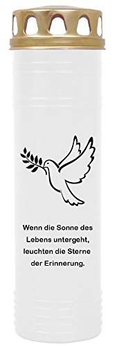 HScandle Grablicht (Weiß) Grabkerze ca. 170h Brenndauer / 7-Tage Brenner - Motiv: Taube, in vielen Varianten von HScandle