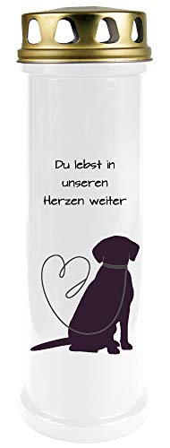 HScandle Tier Grablicht (Weiß) Grabkerze ca. 100h Brenndauer / 4-Tage Brenner - Motiv: Labrador, in vielen Varianten von HScandle