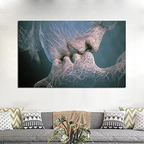 Liebe Kuss Abstrakte Kunst Auf Leinwand, Wandkunst Bild Druck Home Wanddekoration Bilder, modernes Paar Druck Kunstwerk kein Rahmen(Size:50 * 100cm,Color:B) von HSer