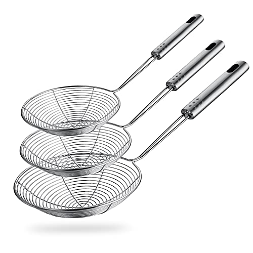 HSpiow Spinnen-Sieb Schaumlöffel, 3 Größen Bratlöffel Edelstahl Fritteuse Schaufel Drahtsieb Schöpfkelle mit langem Griff für Küche Braten Kochen Lebensmittel Nudeln HSpiow Spinnen-Sieb Schaumlöffel, 3 Größen Bratlöffel Edelstahl Fritteuse Schaufel Drahtsieb Schöpfkelle mit langem Griff für Küche Braten Kochen Lebensmittel Nudeln von HSpiow