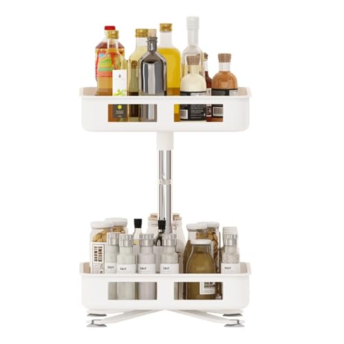 HSyc JRX Lazy Susan Gewürzregal Schrank-Organizer Multifunktionaler Drehteller Gewürzregal Arbeitsplatten-Organizer Für Küchen-Vorratsschrank 360° Drehbare Aufbewahrung （Weiß-2 Etagen） von HSyc JRX