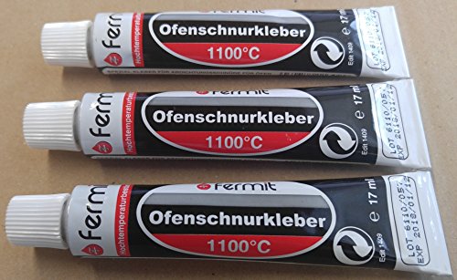 Dichtschnurkleber Ofenschnurkleber Hochtemperaturkleber Dichtung 1100°C Fermit 1 bis 5 Tuben 17 ml (3 Tuben 17 ml) von AONELAS