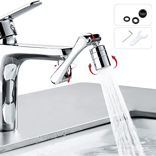 1440° Drehbarer Multifunktionaler Verlängerungshahn, Wasserhahn Aufsatz Verlängerung Perlator, Zwei Sprühmodi Einstellbarer Wasserhahn Strahlregler, Schwenkbarer Faucet Extender für Bad und Küche von HT TopHinon