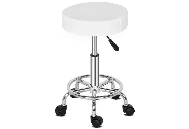 HT Drehhocker 360° Drehbar-Bürohocker, 8 cm Dicke, höhenverstellbar (Arbeitshocker, PU-Leder & Schwamm & verchromt), mit 5 Rollen, Geeignet für die meisten Menschen von HT