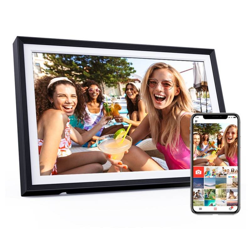 HT Elektronischer Fotorahmen 10,1 " Digitaler Bilderrahmen (1280 x 800 Pixel, 32 GB, Touchscreen WLAN mit Automatische Drehung Photo Video Teilen) von HT