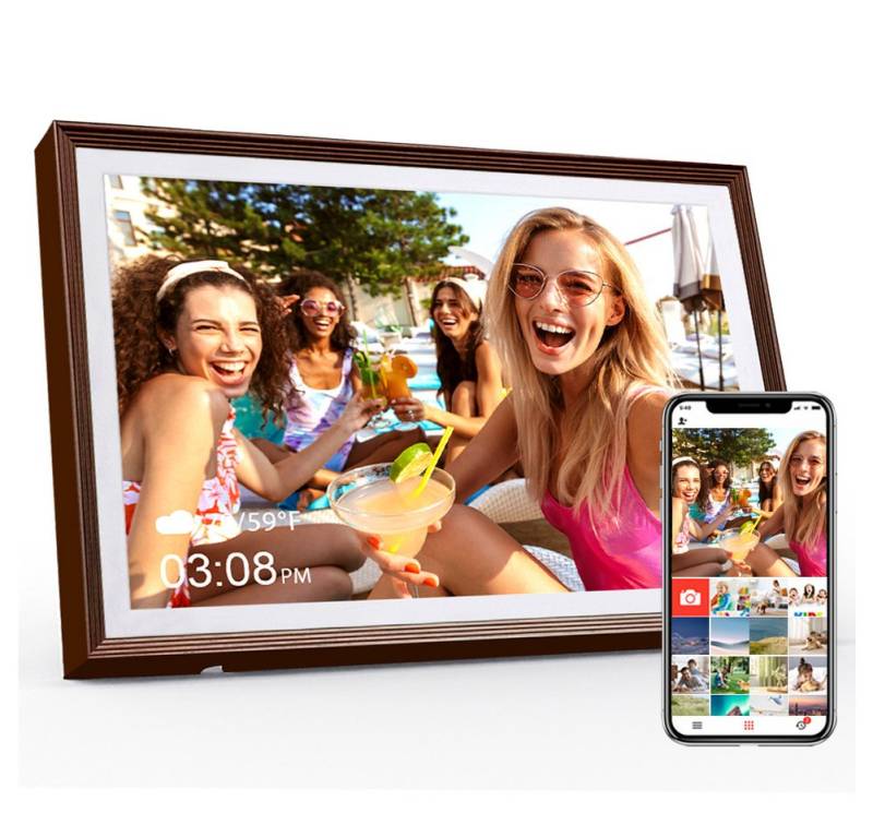 HT Elektronischer Fotorahmen 10,1 " Digitaler Bilderrahmen (1280 x 800 Pixel, 32 GB, Touchscreen WLAN mit Automatische Drehung Photo Video Teilen) von HT