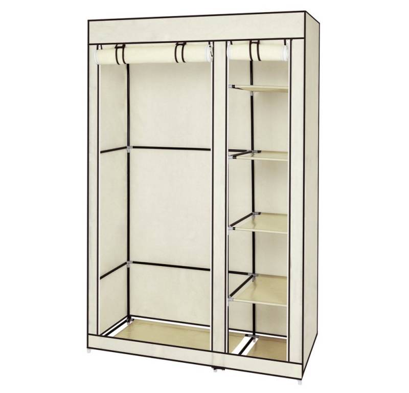 HT Kleiderschrank mit Vliesstoff und Aufhängestange, 106x44x170cm Tragbarer Kleiderschrank, schnell und einfach zu montieren von HT