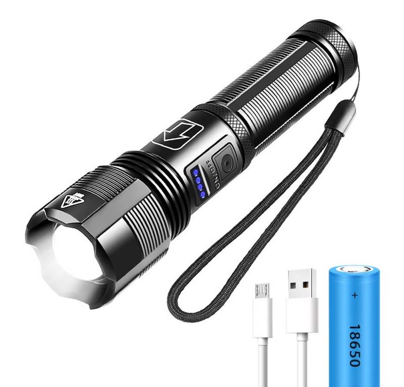 HT LED Taschenlampe USB Aufladbar Flashlight Taktische (Taschenlampen Handlampe 10000 Lumen), 5 Lichtmodi Wasserdichte IP64 Akku Tragbarer für Outdoor Camping von HT