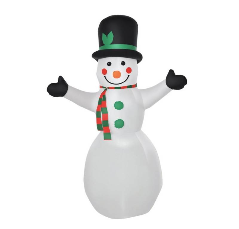 HT Schneemann Schneemann Weihnachtsdekoration Weihnachtsdeko, inkl. Gebläse, bunte LED´s, selbstaufblasend 1, m, Mehrfarbig von HT