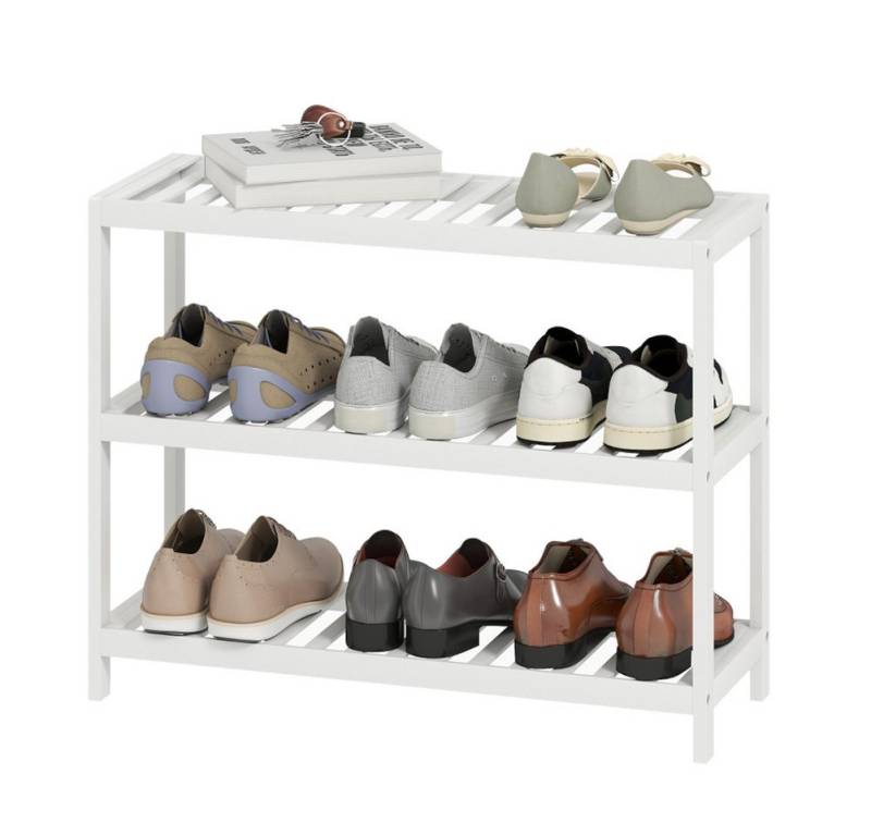 HT Schuhregal 3-stufiges Bambusregal, Aufbewahrungsregal, lackierte Oberfläche von HT