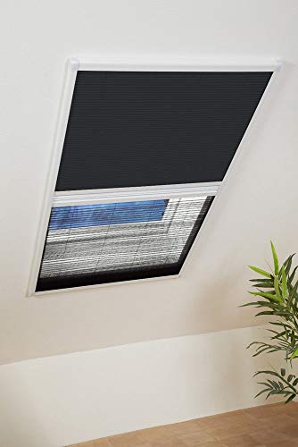 HT Sonnenschutz Insektenschutz Kombi-Dachfenster-Plissee 110 x 160 cm in Weiß von HT