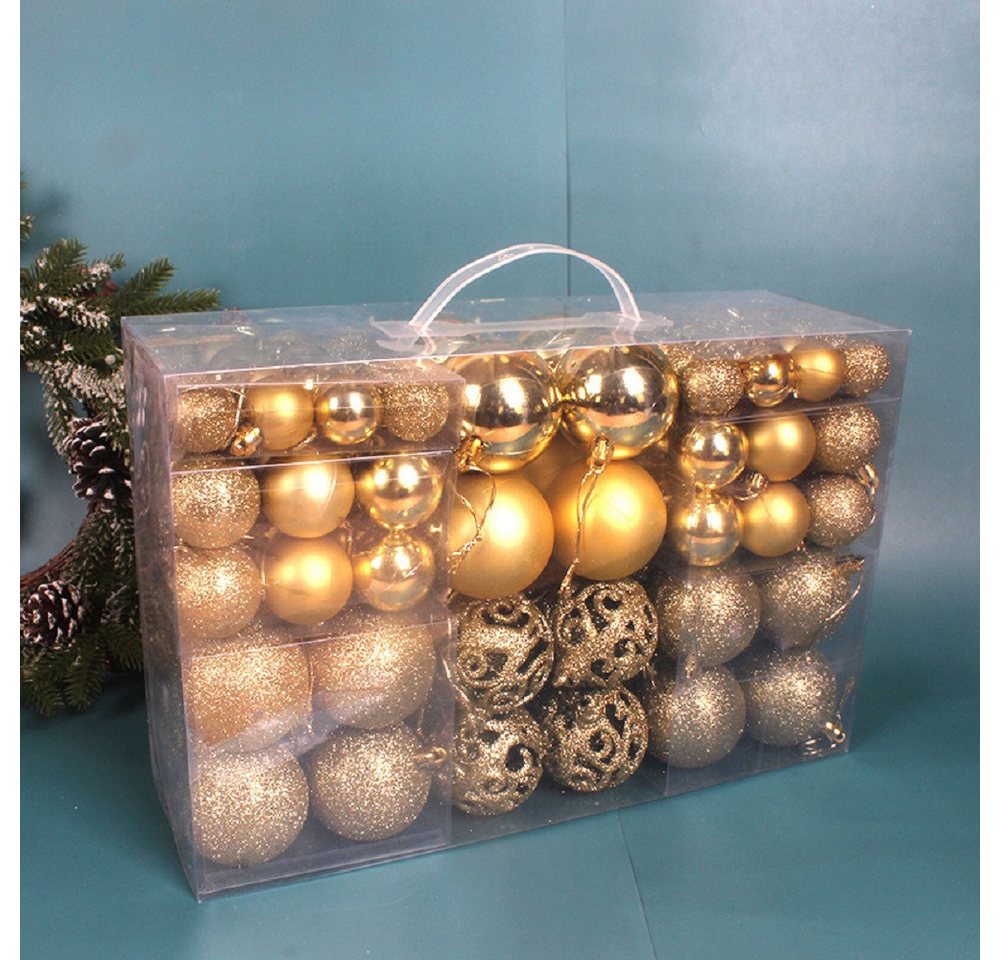 HT Weihnachtsbaumkugel Kunststoff Christbaumkugeln Weihnachtsbaum Dekoration Set (100 St), matt, glänzend, glitzernd, Christbaumkugel von HT