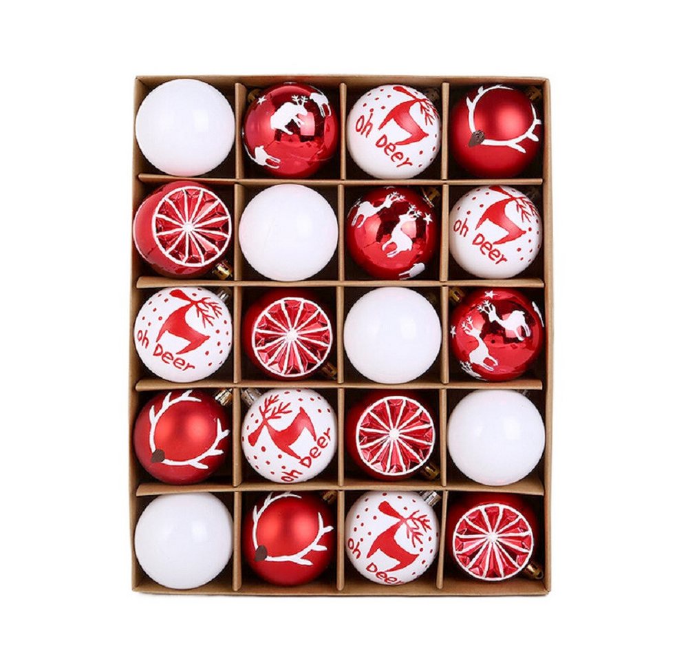 HT Weihnachtsbaumkugel Kunststoff Christbaumkugeln Weihnachtsbaum Dekoration Set (20 St), matt, glänzend, glitzernd, Christbaumkugel von HT