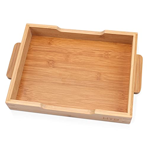 Kleines Bambus-Tablett mit Griffen, rechteckiges Serviertablett für Essen, Kaffee oder Tee zu Hause, im Hotel und im Restaurant von HTB von HTB