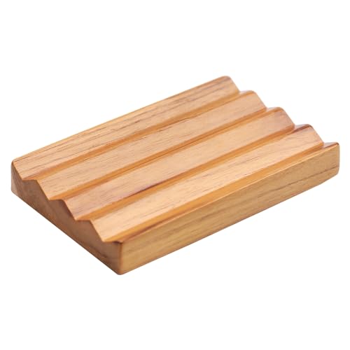 Teak Seifenschale für Dusche von HTB, Holz dekorative Bad Seife Halter erhöhte Basis Design zu halten Seife trocken in Küche, Bad(1pcs) von HTB