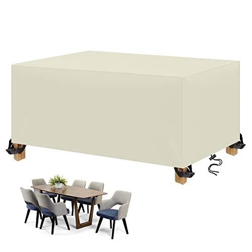 Abdeckung für Gartenmöbel 200x100x90cm,Gartenmöbel Abdeckung,Schwerlast 420D Oxford Gewebe Möbelsets Abdeckhaube,Wasserdicht, Winddicht,UV-Beständiges,für Gartenmöbel,Gartentische,Stühle,Cremeweiß von HTCSZL