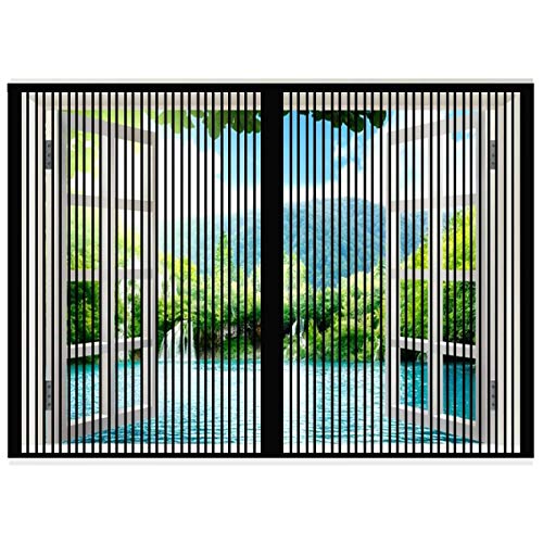 Magnet Fliegengitter Fenster, Magnetvorhang ist Ideal Für die Balkonfenster, Kellerfenster und Terrassenfenster, Kinderleichte Klebemontage-110x215cm(43x85inch) von HTCSZL