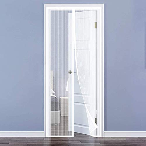 Weiß Magnet Fliegengitter Tür, Magnetvorhang ist Ideal für die Balkontür, Kellertür und Terrassentür, Kinderleichte Klebemontage-100x205cm(39x80inch) von HTCSZL