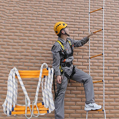 HTDRE Not-Feuerleiter 2-4 Stockwerke, Flammhemmende Strickleiter Tragbare weiche Nylonleiter, Leicht zu verstauende Feuerleiter für Spielgeräte im Innen- oder Außenbereich, Baumhaus, Spielplatz (SI von HTDRE