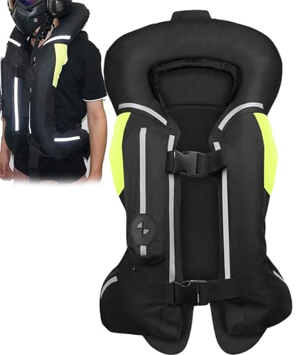 HTDRE Reflektierende Motorradjacke, Motorrad-Airbag-Weste, Reflektierendes Band auf Brust und Rücken, Aufblasbare Motorradweste, REIT-Airbag-Weste für Motorradfahrer, Reiten und Skifahren, A, XXL von HTDRE