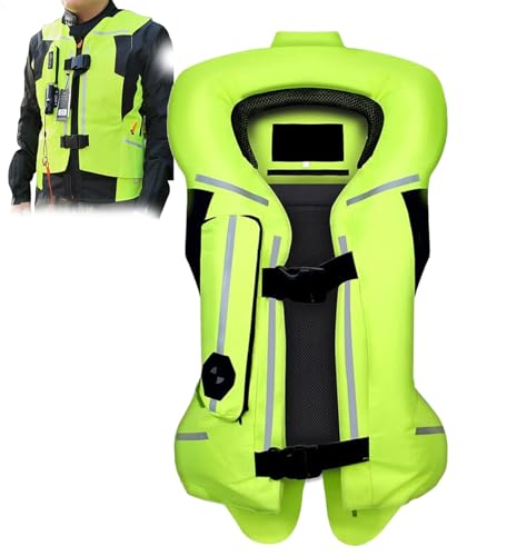 HTDRE Reflektierende Motorradjacke Motorrad-Airbag-Weste Reflektierendes Band auf Brust und Rücken Aufblasbare Motorradweste REIT-Airbag-Weste für Motorradfahrer Reiten und Skifahren B,XXL von HTDRE