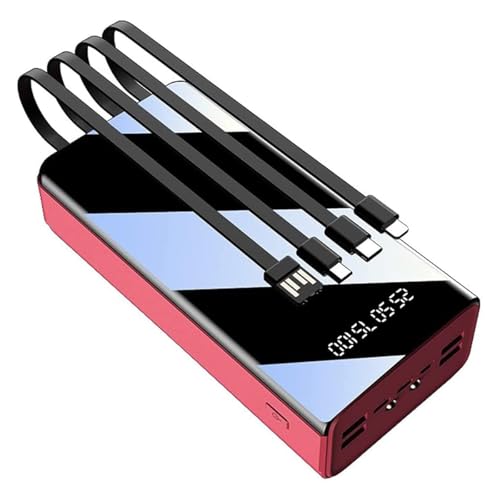 HTDRE Rot, tragbares Ladegerät mit großer Kapazität und 50.000 mAh, externer Akku mit 4 integrierten Kabeln, schnell aufladbare Notstromversorgung mit Display und Taschenlampe HTDRE Rot, tragbares Ladegerät mit großer Kapazität und 50.000 mAh, externer Akku mit 4 integrierten Kabeln, schnell aufladbare Notstromversorgung mit Display und Taschenlampe von HTDRE