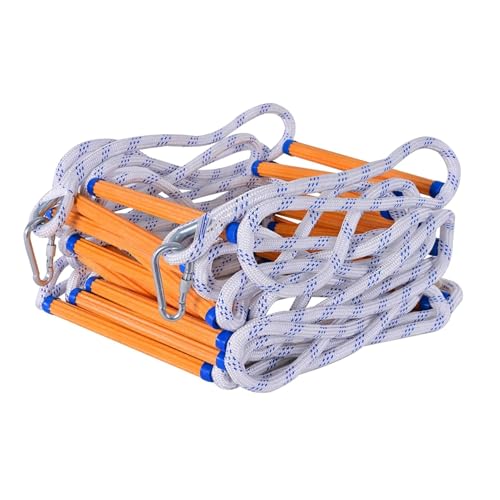Not-Feuerleiter, schwer entflammbare Sicherheits-Strickleiter mit Haken, Not-Strickleiter für den Außenbereich für Häuser, Baumhäuser, Spielplätze und Notfälle (20 m) von HTDRE