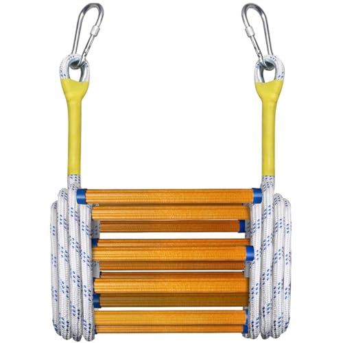 Strickleiter, Not-Feuerleiter, Sicherheitsbalkonfeuer mit 2 Haken, schnell einsetzbar, tragbar und wiederverwendbar, 2–6 Stockwerke (3 m) von HTDRE