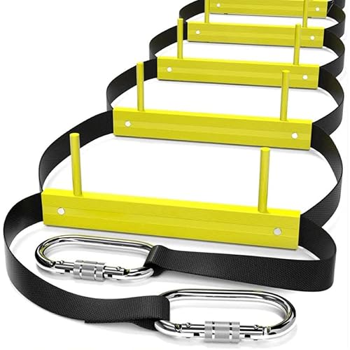 Wiederverwendbare Feuerleiter | Kletteranker im Lieferumfang enthalten | Strickleiter als Feuerleiter für Häuser im 3. Stock | Tragbar, faltbar und kompakt | Notleiter für Balkon und Fenster von HTDRE