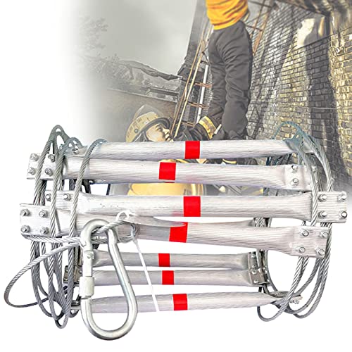 Zusammenklappbare Not-Feuerleiter aus Strick, langlebige Aluminiumlegierung für schnellen und sicheren Ausgang, ideal für Notfälle zu Hause, im Büro und in Hochhäusern von HTDRE
