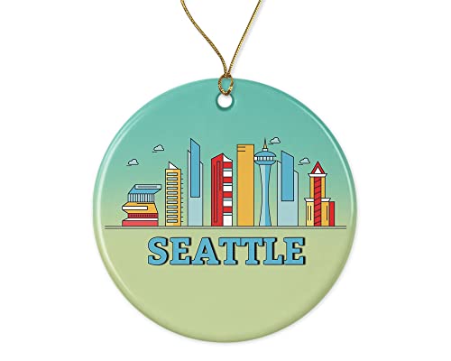 HTDesigns Seattle Weihnachtsschmuck – Seattle Weihnachtsdekoration – Seattle Weihnachtsbaumschmuck – Seattle Geschenk von HTDesigns