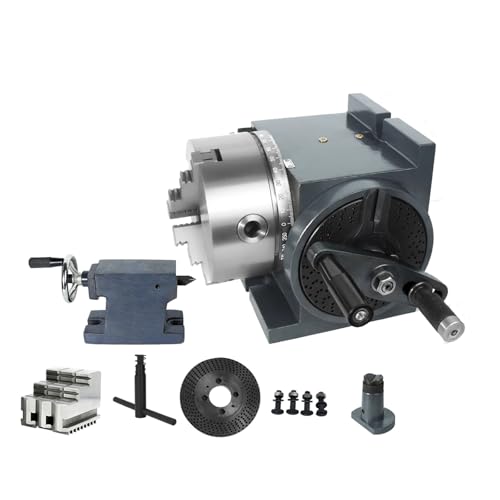 3-Backen-Futter, halb-universelles Frässet, BS-1-Teilkopf for Fräs-, Schleif- und Bohrmaschinen mit 6"/160 mm Spannfutter + Reitstock + Teilplatten von HTERBPOY
