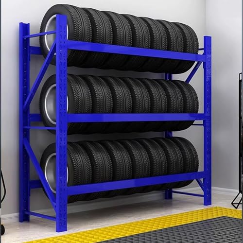 Felgenreifen-Lagerregal, 440lb/661lb/1102lb Reifenregal mit großer Ladekapazität, geeignet for Autowerkstätten(Blue,59.1x19.7x78.7in) von HTERBPOY
