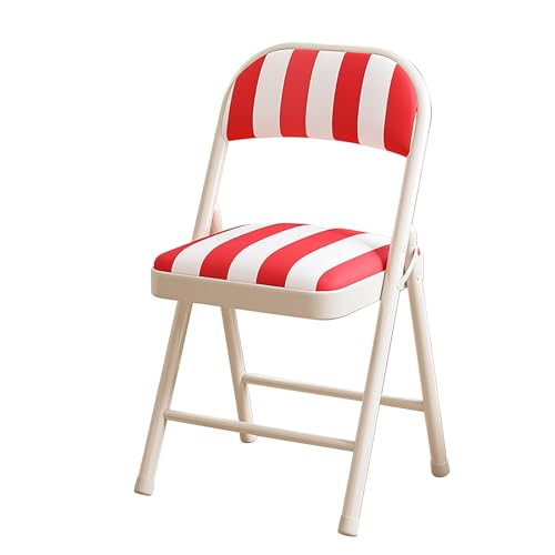 HTERBPOY PU-Leder und Stabiler Metallrahmen, Tragkraft 259 kg, gepolsterte Klappstühle, 2er-Pack, einfach zu verwenden und zu verstauen, for drinnen und draußen, for Zuhause, Büro, Party(Red Stripe) von HTERBPOY