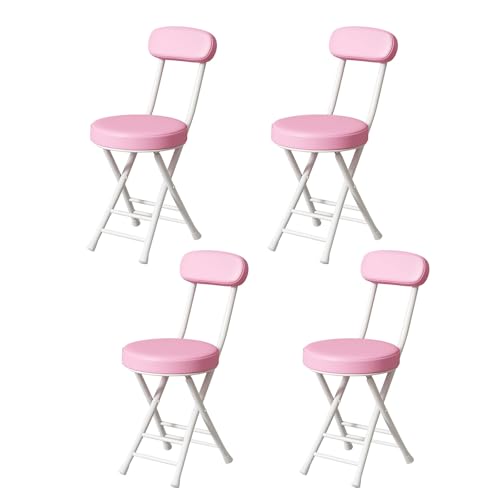 HTERBPOY Tragbare stapelbare Sitze mit Kissen, 4er-Pack Klappstühle, rostfreier Metallrahmen, for Hochzeiten, Bankette, Kirchen- und Privatveranstaltungen(Pink) von HTERBPOY