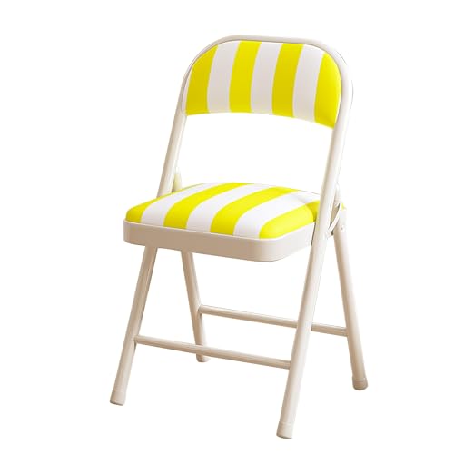 PU-Leder und stabiler Metallrahmen, Tragkraft 259 kg, gepolsterte Klappstühle, 2er-Pack, einfach zu verwenden und zu verstauen, for drinnen und draußen, for Zuhause, Büro, Party(Yellow Stripe) von HTERBPOY