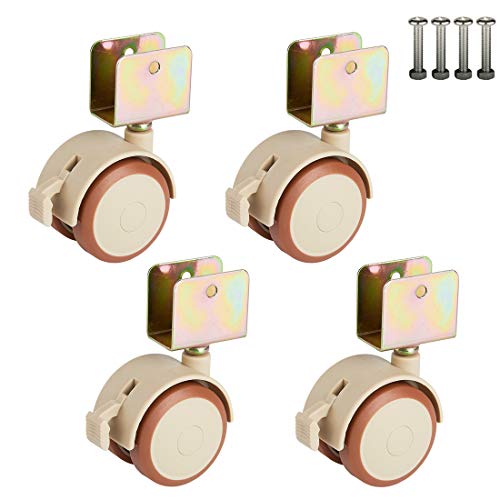 1,9 Zoll 47 mm Kinderbett-Lenkrolle mit U-förmiger Halterung, Möbelrolle und leise Rolle mit Bremse von HTGAOO