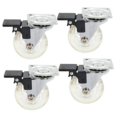 2 Zoll Lenkrollen mit Bremse, robuste transparente Gummiräder for Möbel, Rollen for Schrankwagen von HTGAOO