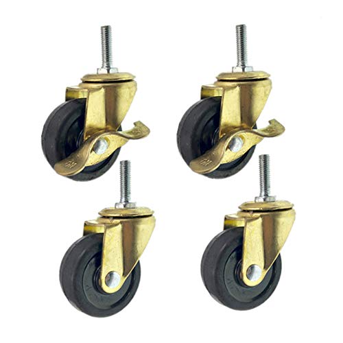 2 Zoll schwere Möbel-Gummi-Drehrollen, Trolleys statt Rollen, Gewindestange M8x25mm, Tragkraft 60k von HTGAOO