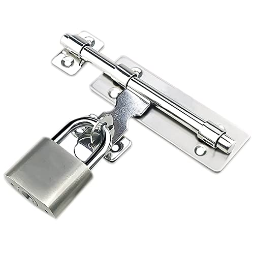 2er-Pack mit Schrauben und Vorhängeschloss, Schiebeschloss aus verdicktem Edelstahl for Türen (Silber) (Größe: 6 Zoll) (Größe: 8 Zoll)(6 inches) von HTGAOO