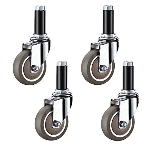 4 Lenkrollen for Möbel, M12 x 60 mm Industrierollen mit Gewindestangen (mit Feststeller)(Universal) von HTGAOO