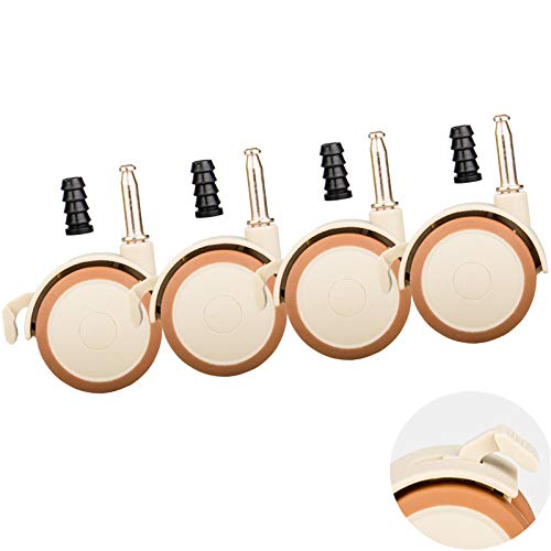 4 drehbare Rollen, 2" 50 mm bewegliche Rollen for Kinderbetten, leise Rollen mit Bremsen, Standard 7 x 27 mm von HTGAOO