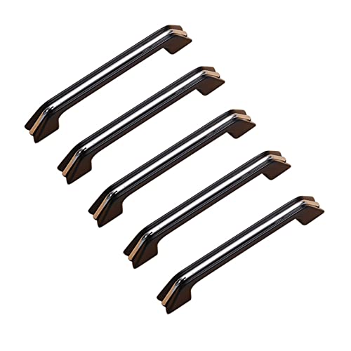 5 Stück Schubladengriffe, Küchenschrankgriffe aus Aluminiumlegierung mit Bogenform, Möbelknöpfe/Weiß/128 mm(Black,128Mm) von HTGAOO
