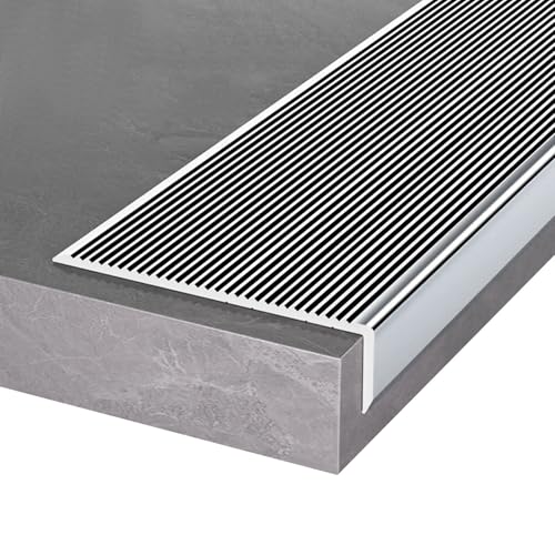 5-teiliges Set aus rutschfesten Treppenkanten aus Aluminium, L-förmige Treppenstufe, einfach zu installieren (Gold, B 8 x H 5 cm)(Silver,W10 x H 2 cm) von HTGAOO